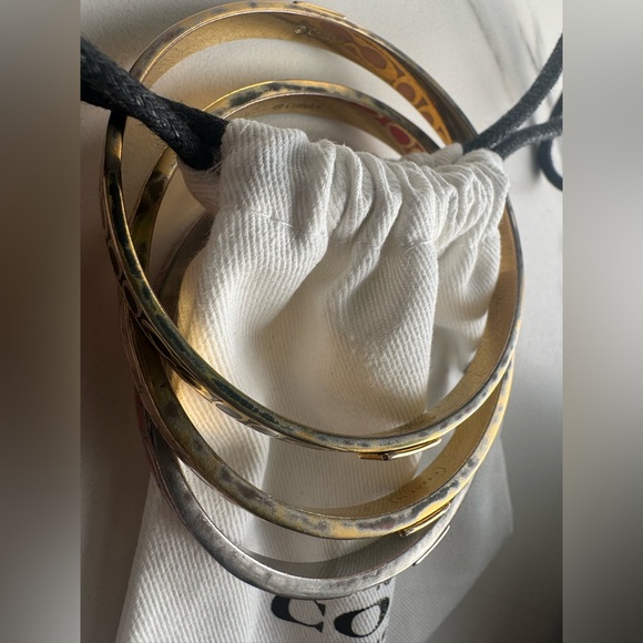 Coach Bangle Bracelet Set (3) - Red, Pink, Black - Picture 4 of 6